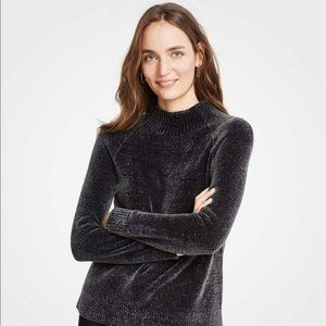 Ann Taylor Chenille Mock Neck Sweater- Oyster Grey